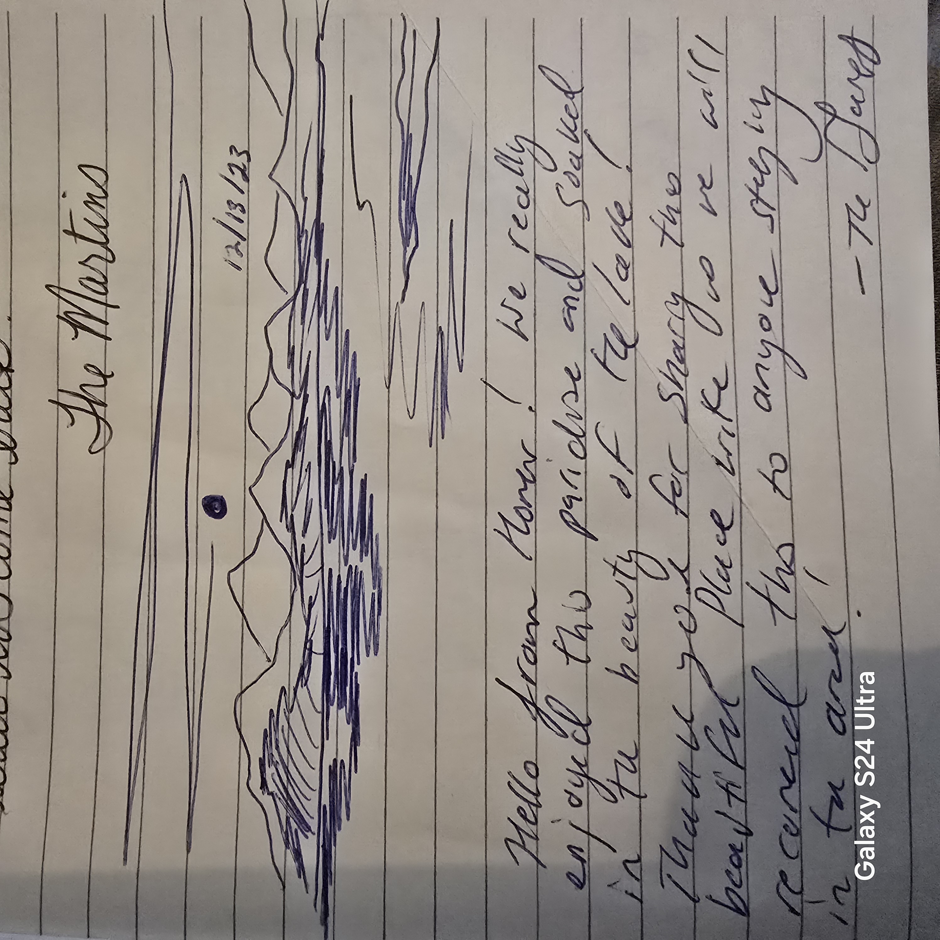 The Garretts handwritten note