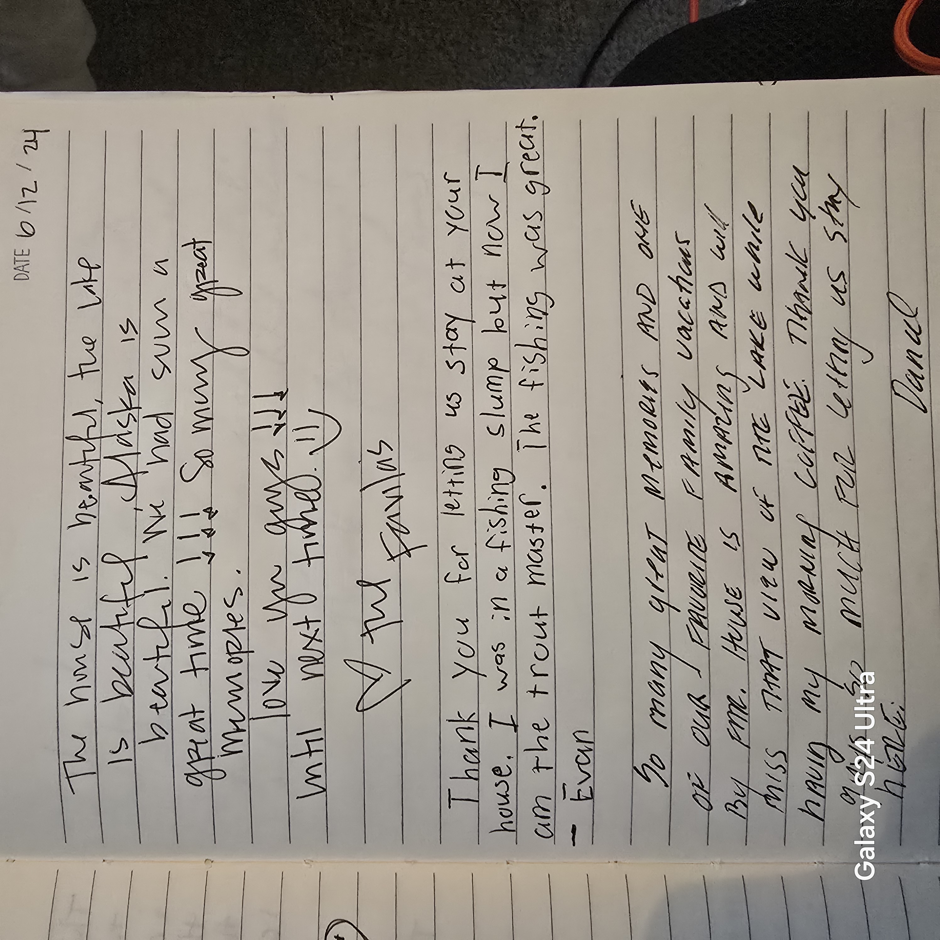 The Daniels handwritten note